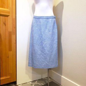 Vintage 80s 90s Sky Blue Tweed Light Academia Cottagecore Pencil Skirt